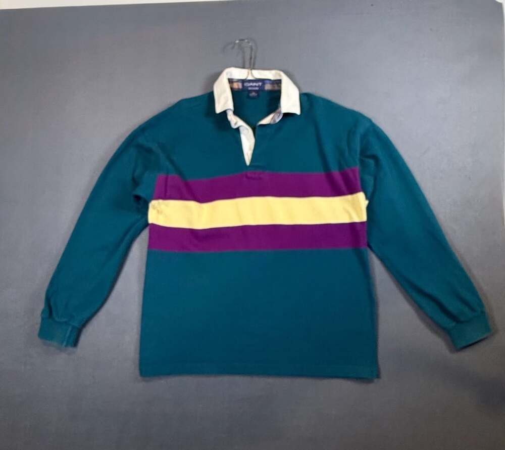 Vintage 90s GANT Rugger Rugby Shirt Men’s M Made USA Color Block Striped Preppy